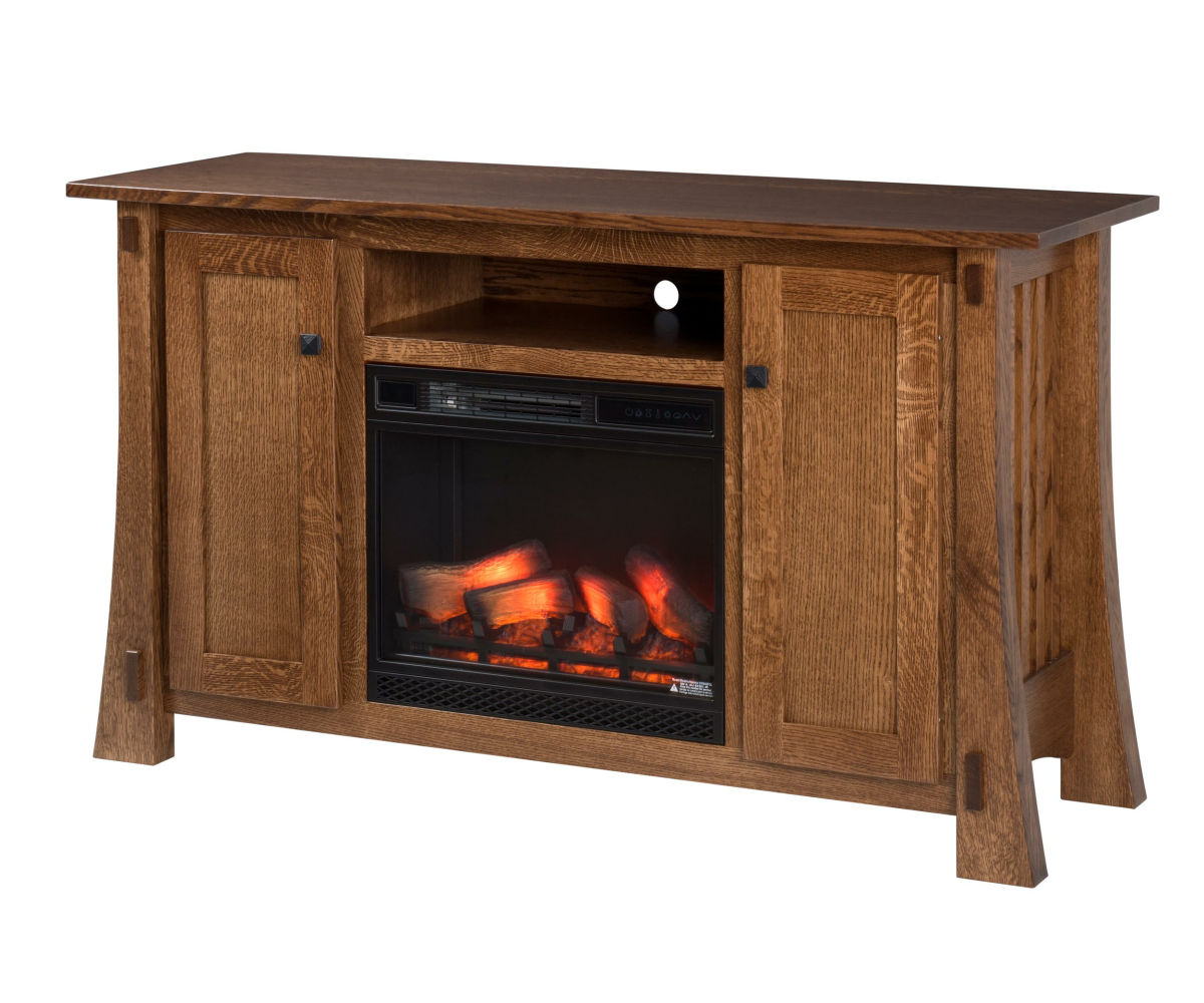 TV Stand With Fireplace - Heritage Amish Furniture