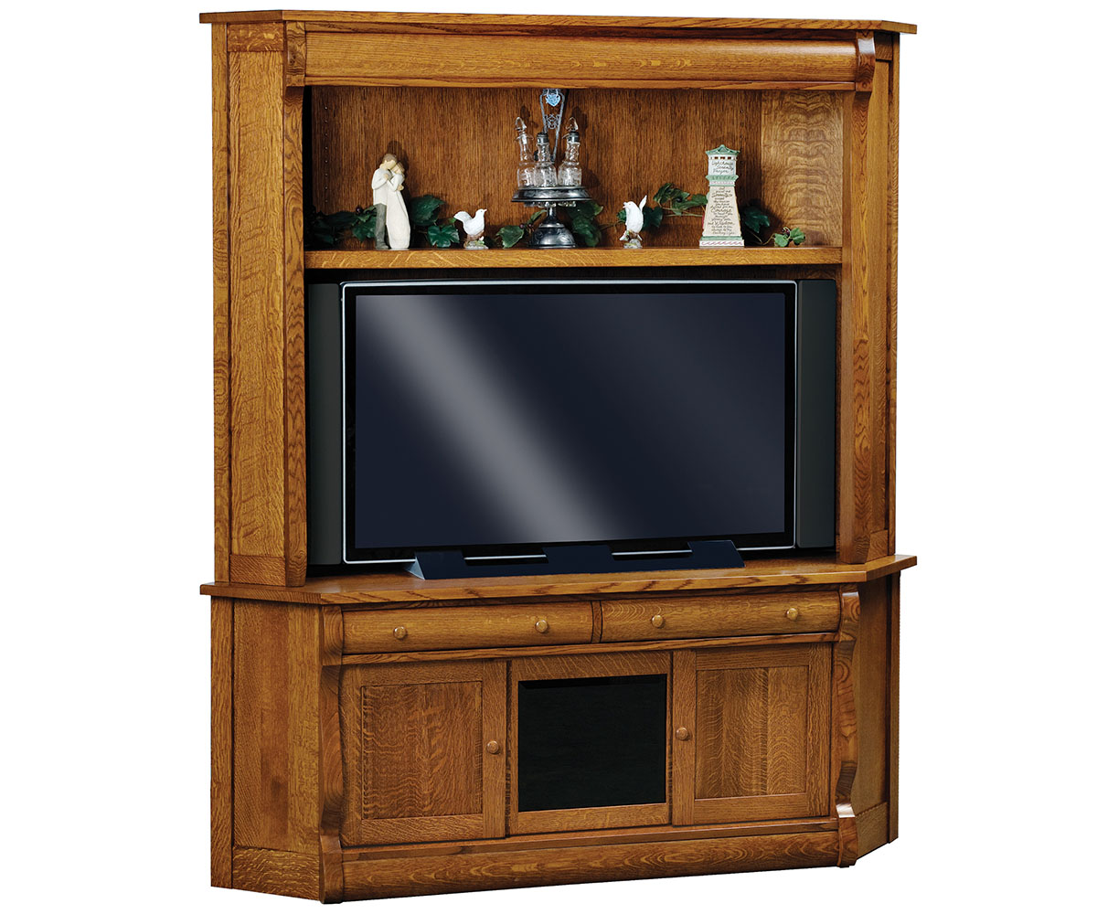 Old Classic Sleigh Corner Media Console With Hutch 1 Old Classic Sleigh Corner Media Console With Hutch