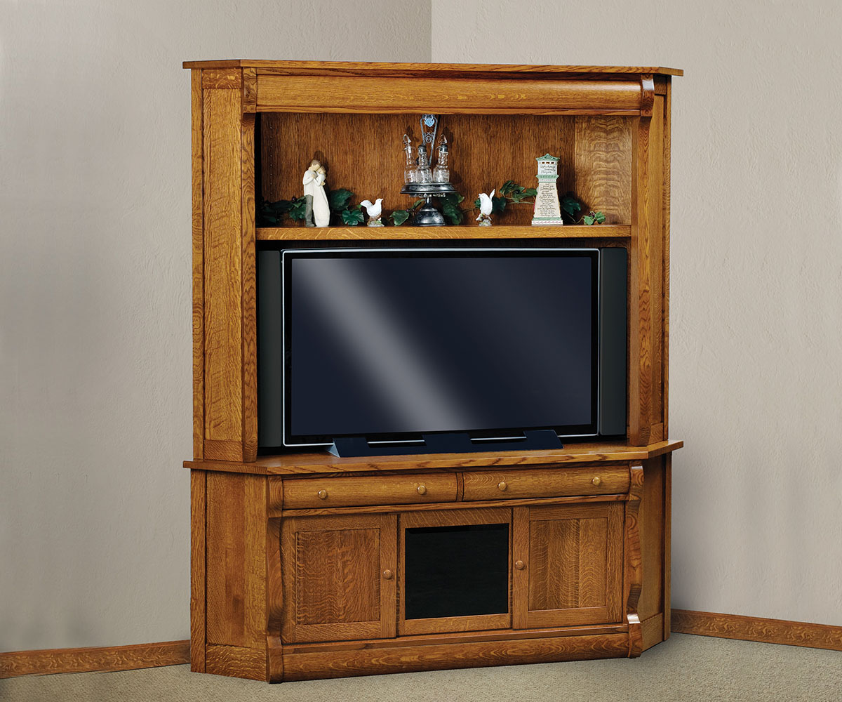 Old Classic Sleigh Corner Media Console With Hutch 2 Old Classic Sleigh Corner Media Console With Hutch - Image 2