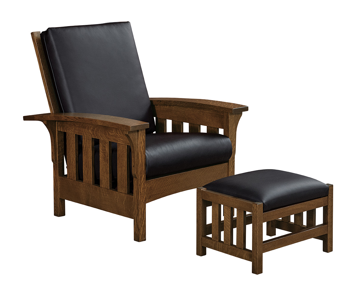 Bow Arm Slat Morris Chair with Footstool 1 Bow Arm Slat Morris Chair with Footstool